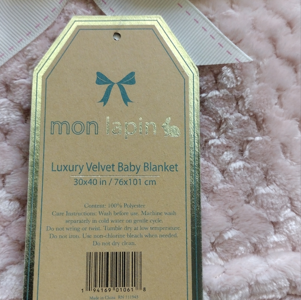 Mon Lapin Luxury Pink Baby Blanket - Picture 3 of 5